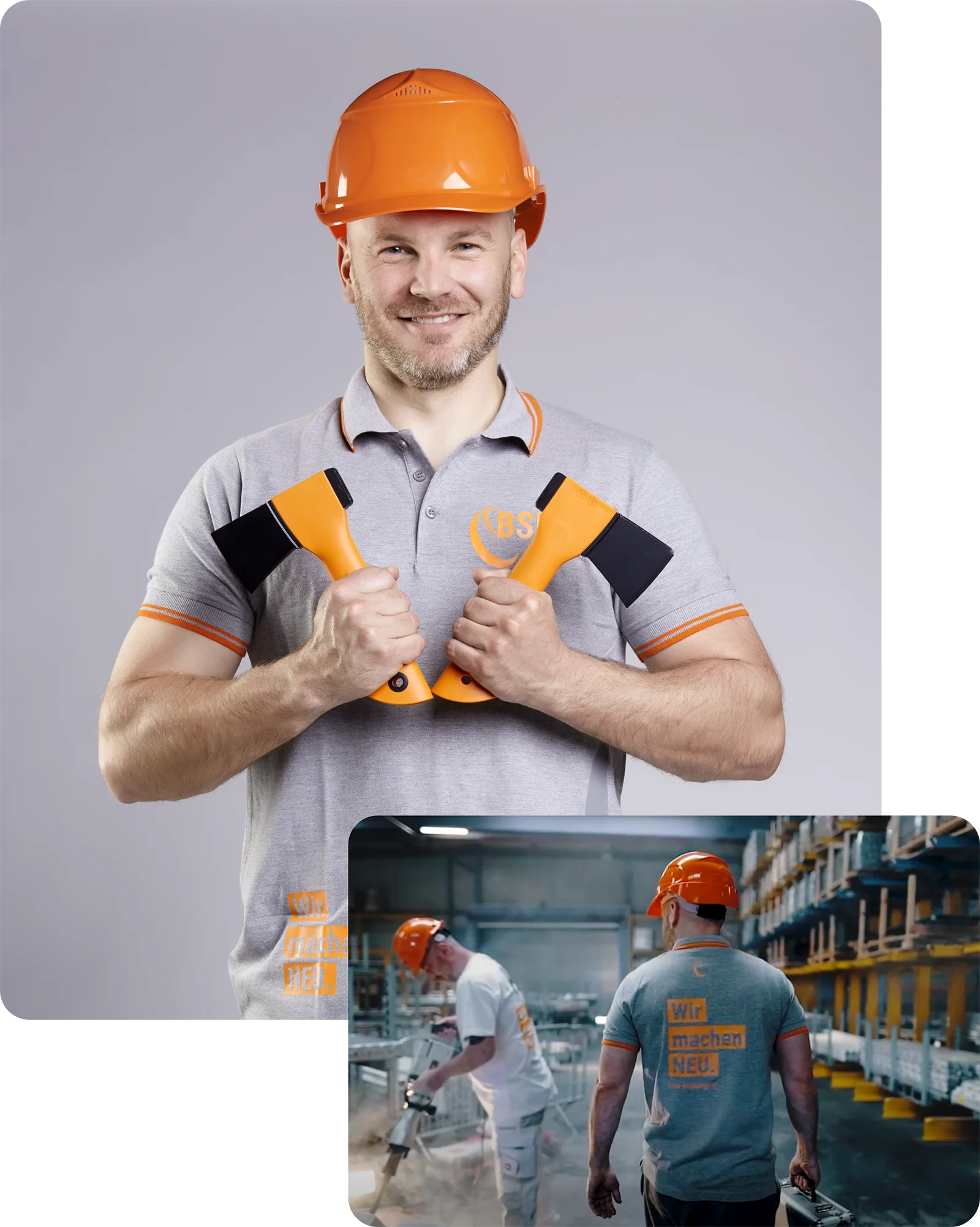 Eine Kollage von BSU-Mitarbeitern während der Arbeit